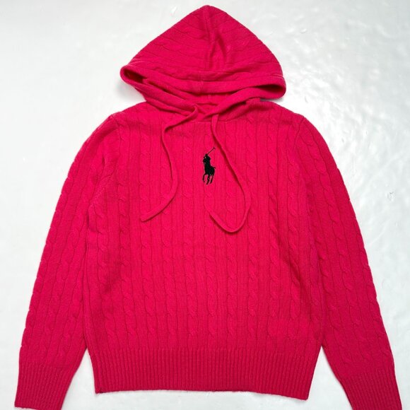 Polo by Ralph Women's fuchsia hooded wool sweater - Picture 1 of 4